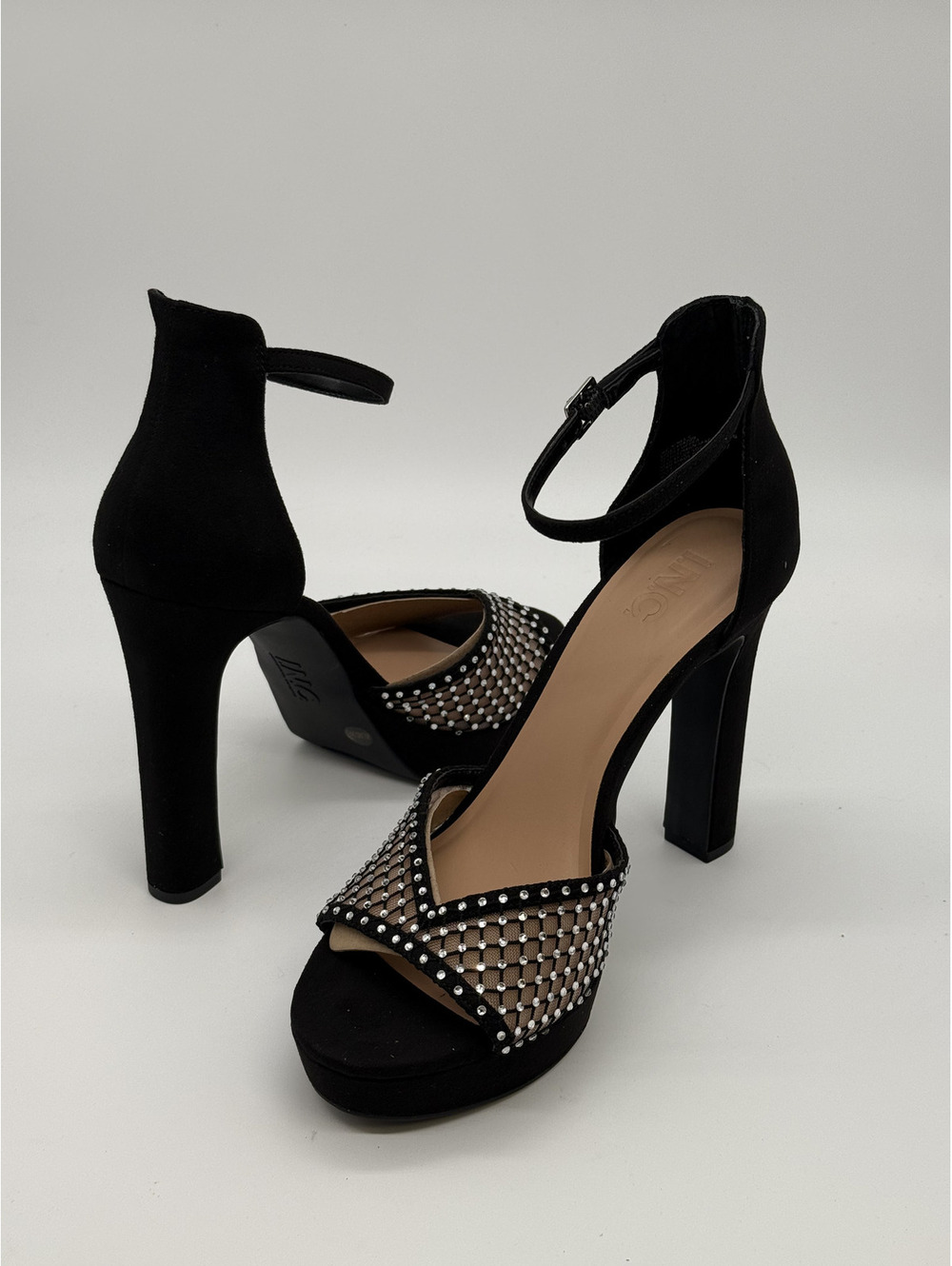 INC Black Mesh High Heel Sandals Size 7.5